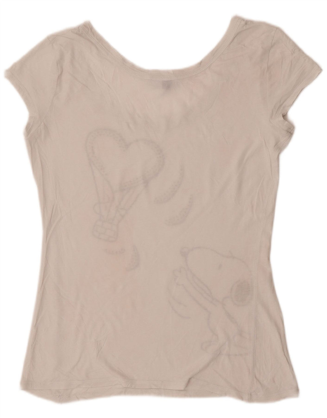 Camiseta feminina Benetton Peanuts Graphic UK 12 Médio Branco