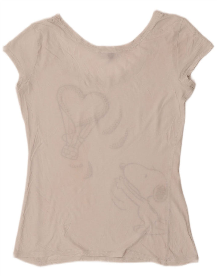Camiseta feminina Benetton Peanuts Graphic UK 12 Médio Branco