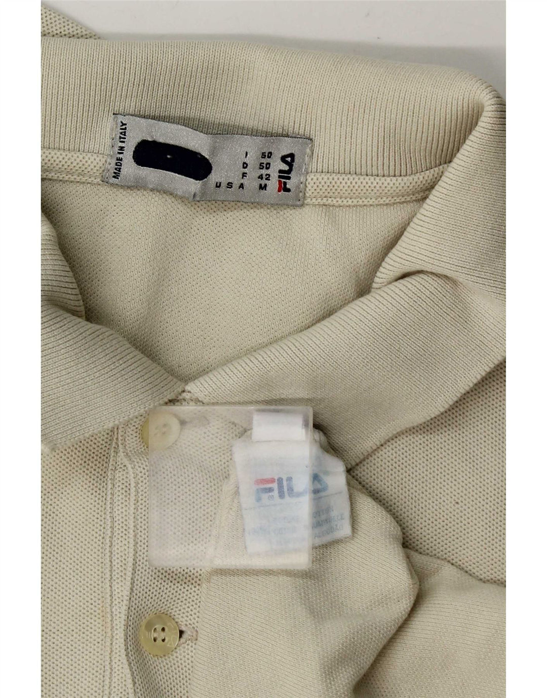 Camisa polo masculina Fila manga comprida IT 50 médio off white algodão