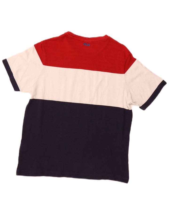Camiseta feminina FILA UK 14 algodão colorblock médio multicolorido