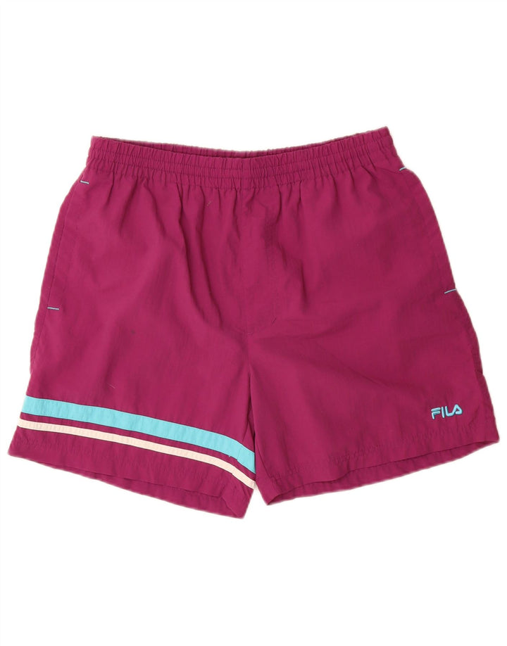 FILA Mens Sport Shorts Médio Roxo Listrado Poliamida
