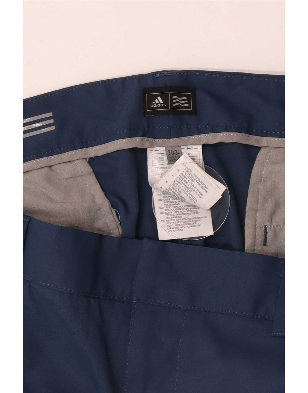 Calça Chino Reta Masculina Adidas W34 L34 Azul Poliéster