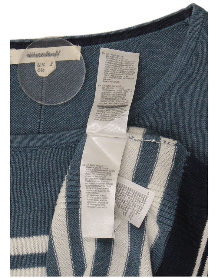 Suéter feminino com gola canoa White Stuff Reino Unido 8 listrado azul pequeno