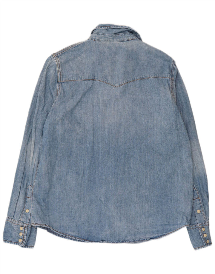 Camisa jeans feminina J. Crew US 12 grande algodão azul