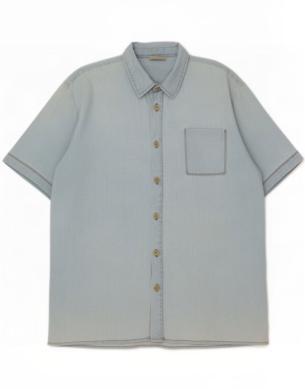 Camisa jeans masculina de manga curta Carrera XL azul algodão