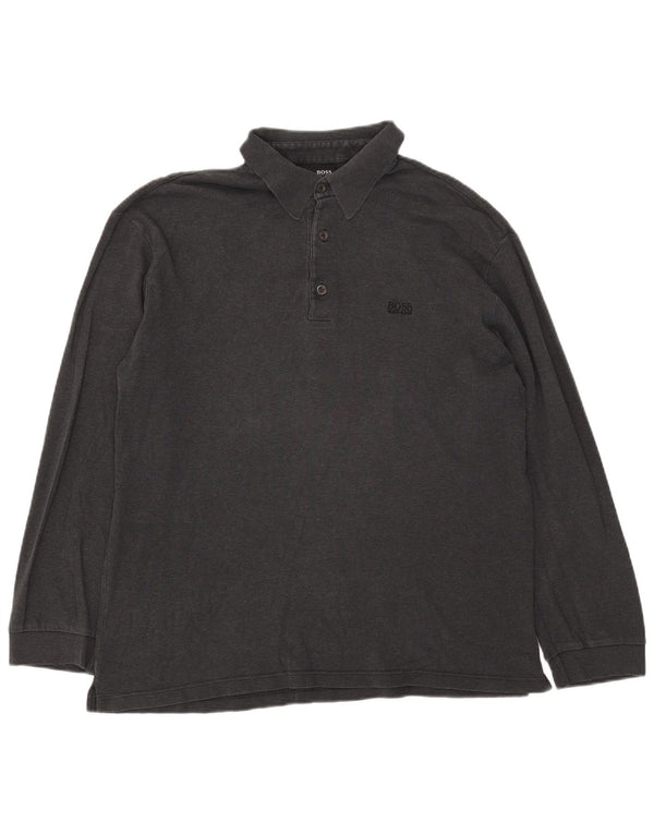 Camisa polo masculina de manga comprida Hugo Boss 2XL cinza