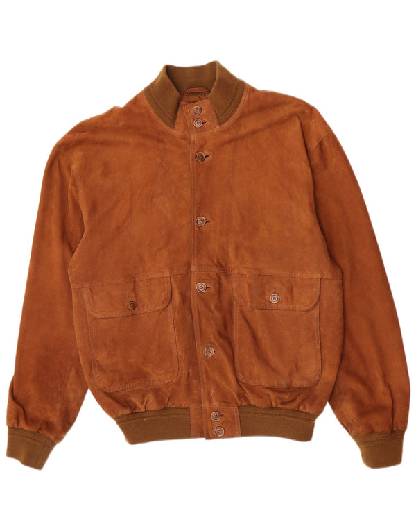 Jaqueta bomber masculina vintage de camurça IT 52 XL couro marrom retrô