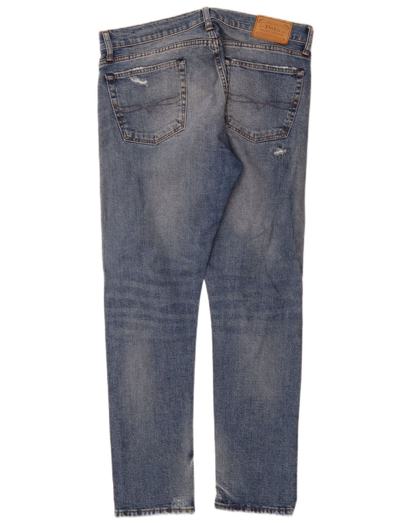 Polo Ralph Lauren Calça jeans skinny masculina desgastada W34 L32 algodão azul