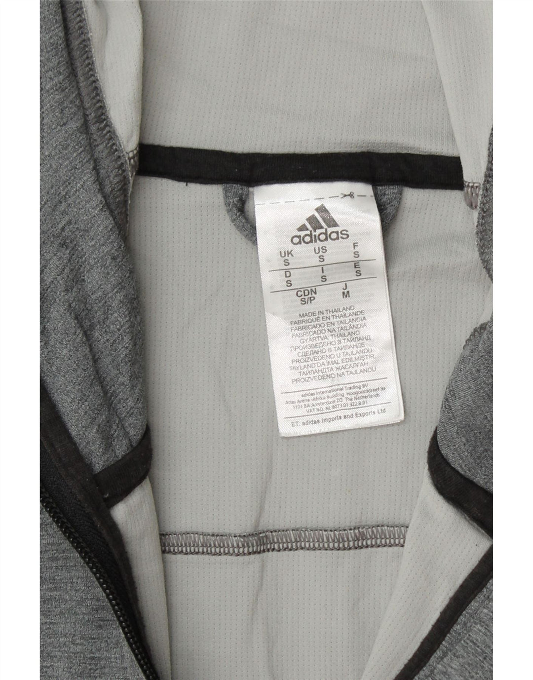 ADIDAS Masculino Climacool Graphic Zip Suéter com capuz pequeno cinza bloco colorido