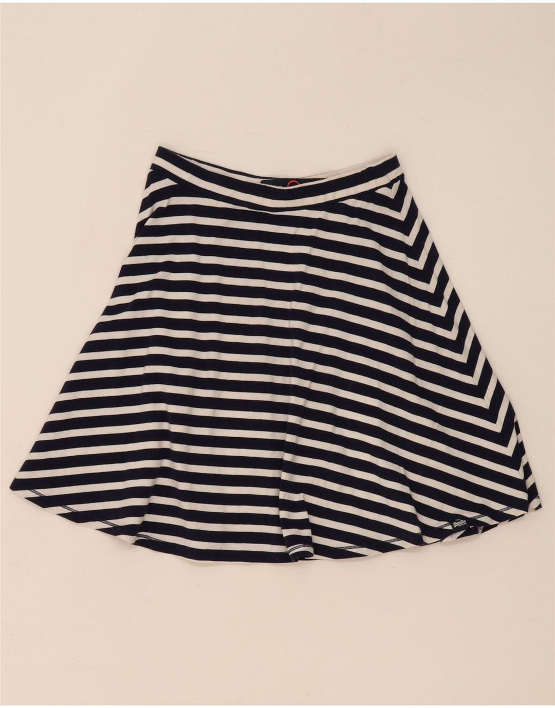 Saia feminina Superdry A-Line médio W28 algodão listrado azul marinho