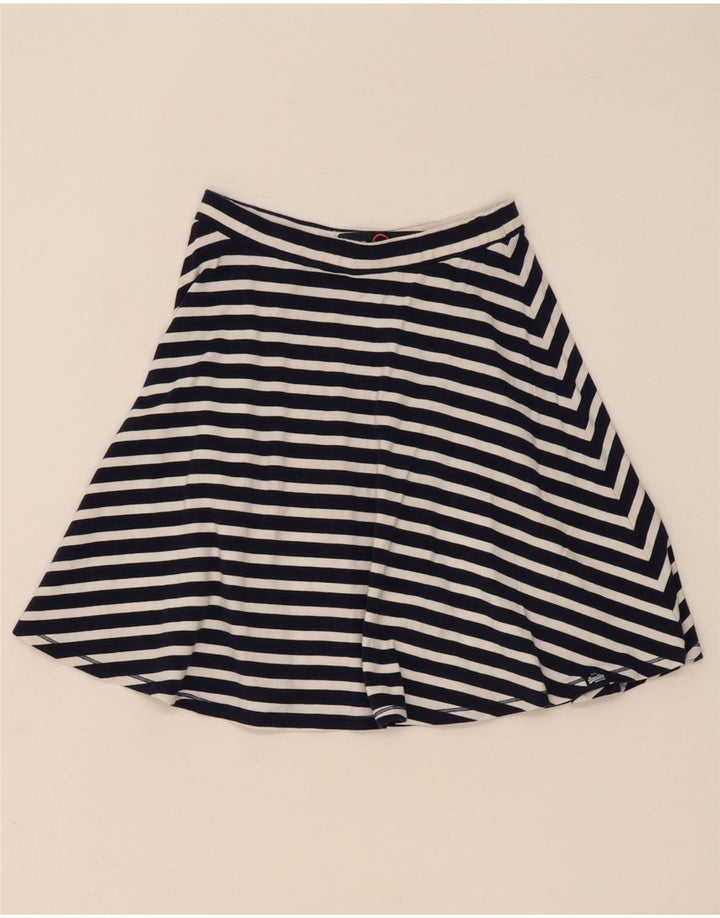 Saia feminina Superdry A-Line médio W28 algodão listrado azul marinho