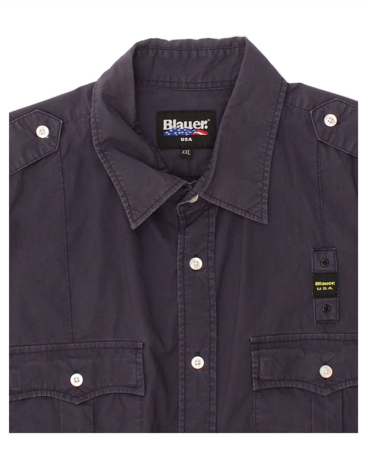 Camisa masculina de manga curta BLAUER 2XL algodão azul marinho
