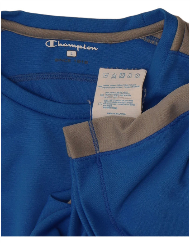 Camiseta feminina Champion UK 14 grande azul colorblock poliéster