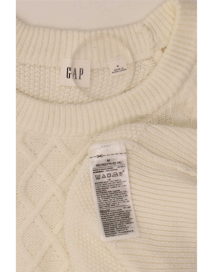 Suéter feminino Gap com gola redonda Reino Unido 14 algodão branco médio