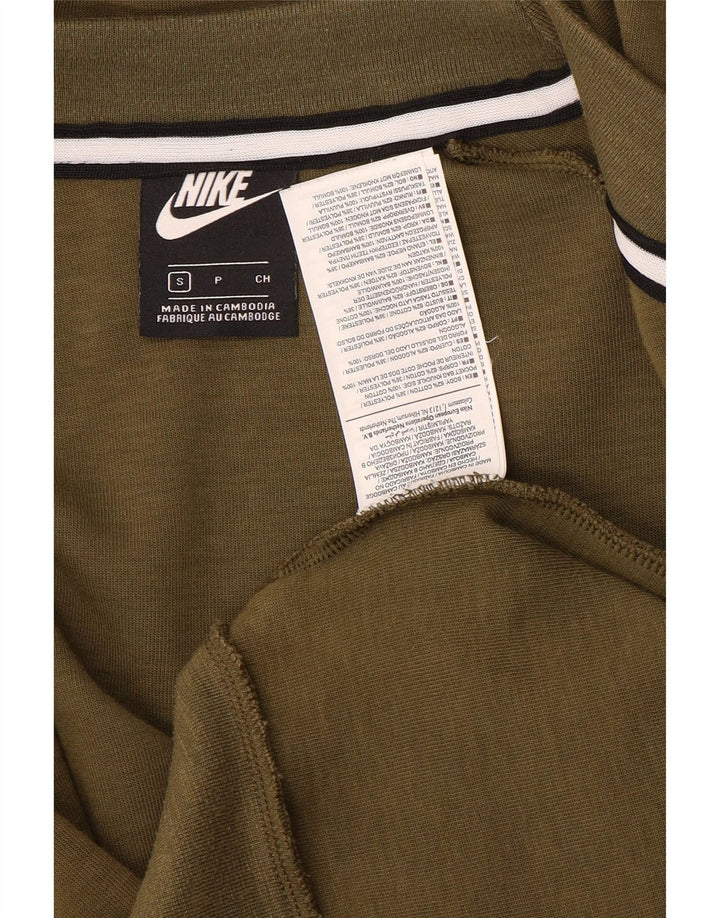 Suéter Nike masculino com capuz e zíper pequeno algodão cáqui