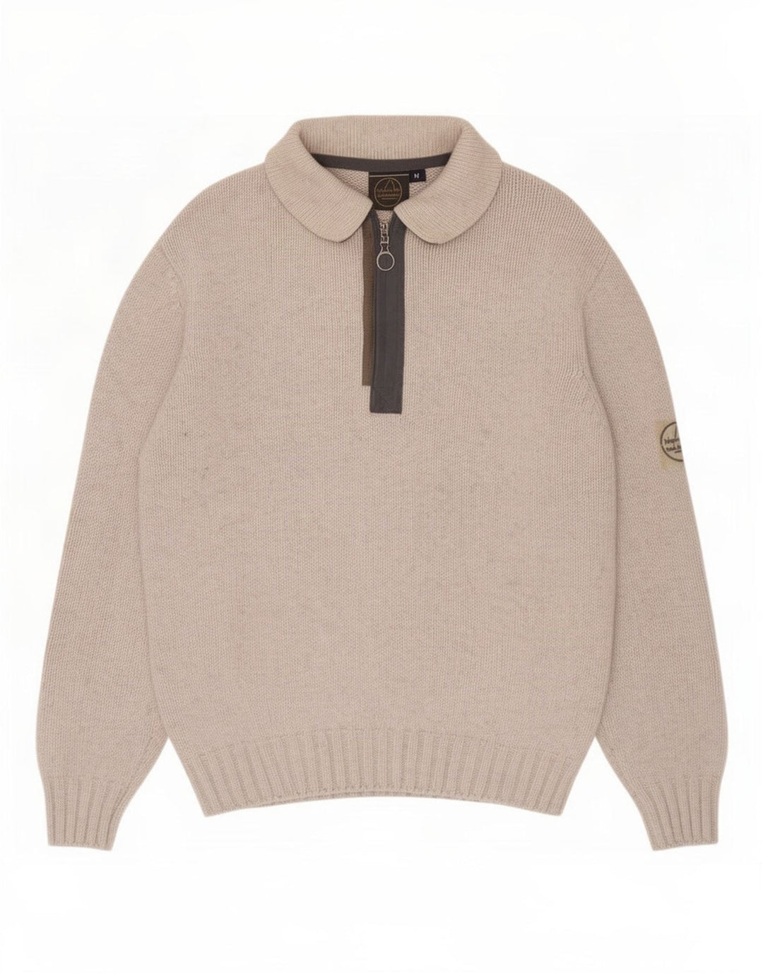 Murphy & Nye Suéter masculino com gola polo e lã colorblock cinza médio