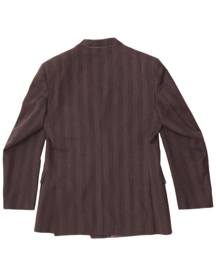 Jaqueta blazer masculina Magee com peito duplo Reino Unido 38 lã listrada cinza médio