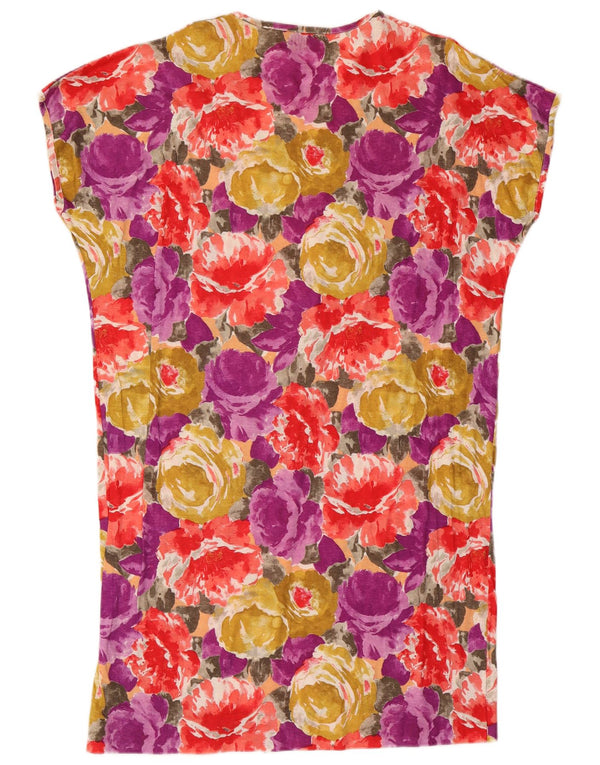 Vestido camiseta feminino vintage UK 18 XL multicolorido floral