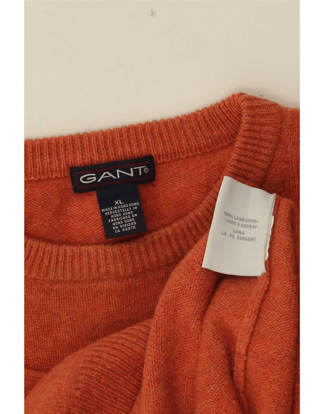 Suéter masculino Gant com gola redonda e lã de cordeiro laranja XL
