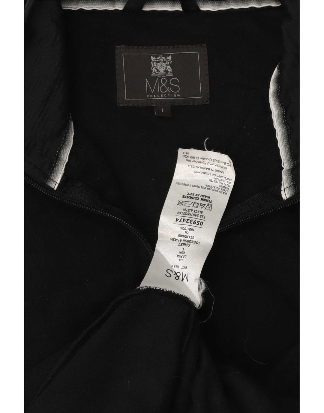 Jaqueta de lã masculina Marks & Spencer Reino Unido 40 grande poliéster preto