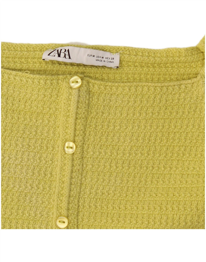 Zara Womens Crop Top UK 12 Médio Amarelo