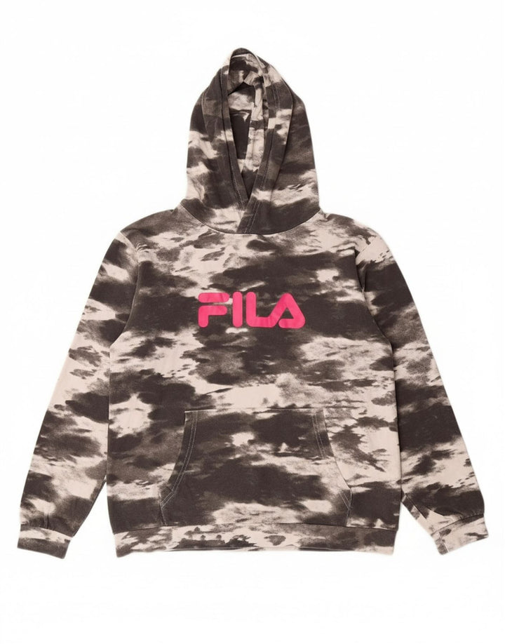 FILA Suéter gráfico feminino com capuz 13-14 anos cinza tie-dye algodão