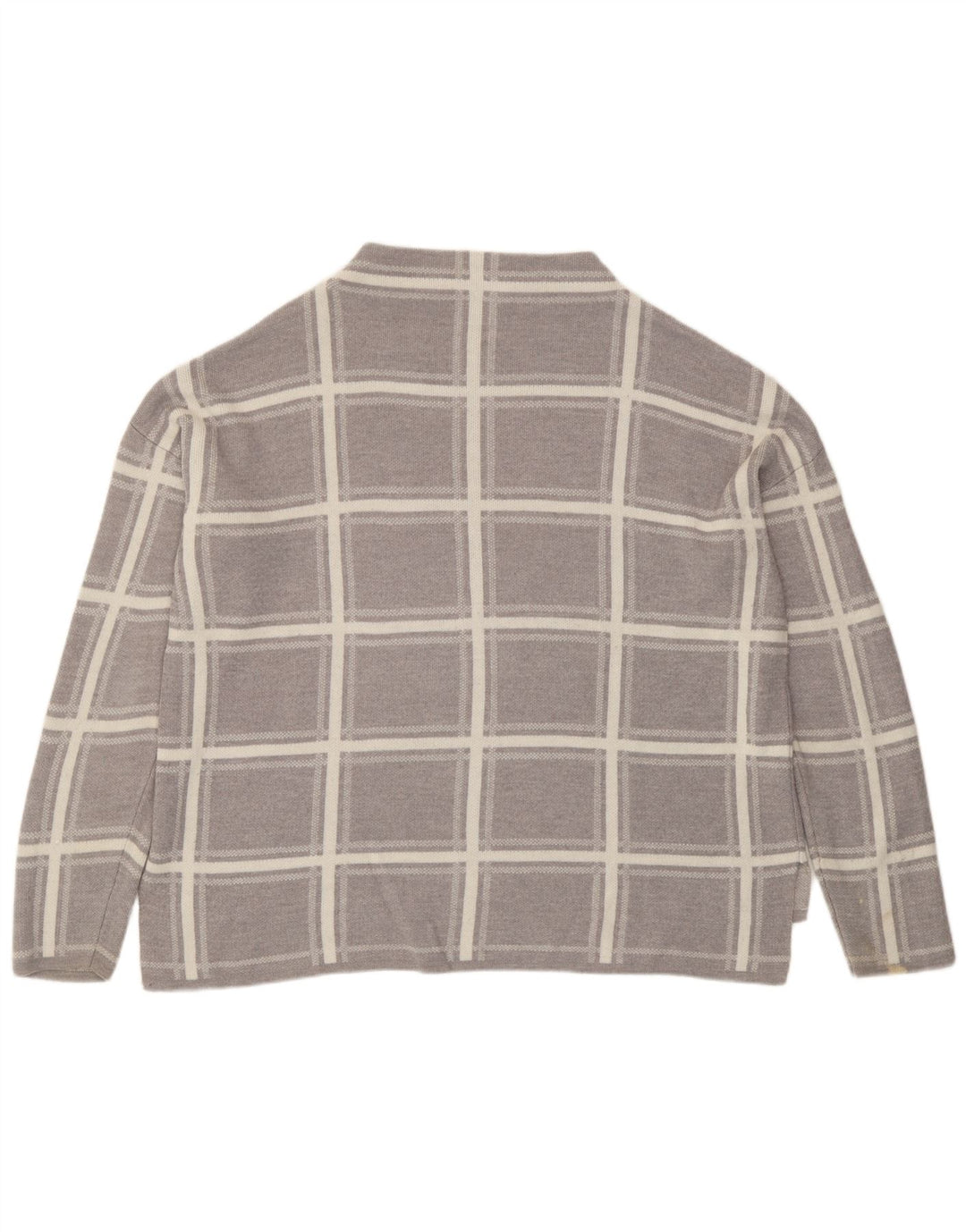 Suéter feminino Marks & Spencer com gola redonda Reino Unido 16 grande xadrez cinza