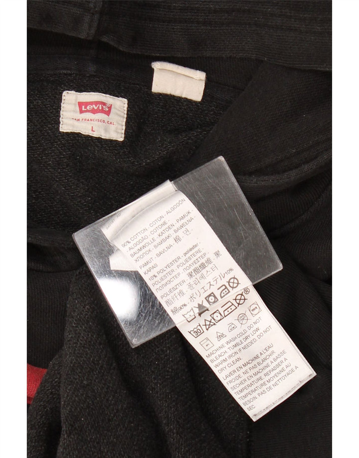 Suéter com capuz gráfico feminino LEVI'S Reino Unido 16 grande algodão preto