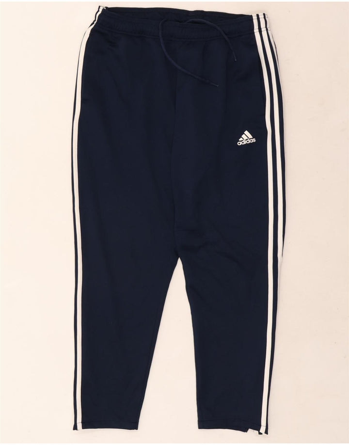Calças de treino masculinas Adidas UK 40/42 poliéster azul marinho médio