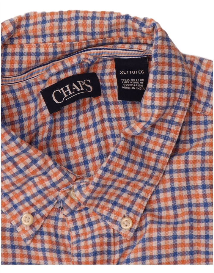 Camisa masculina de flanela Chaps XL azul algodão guingão
