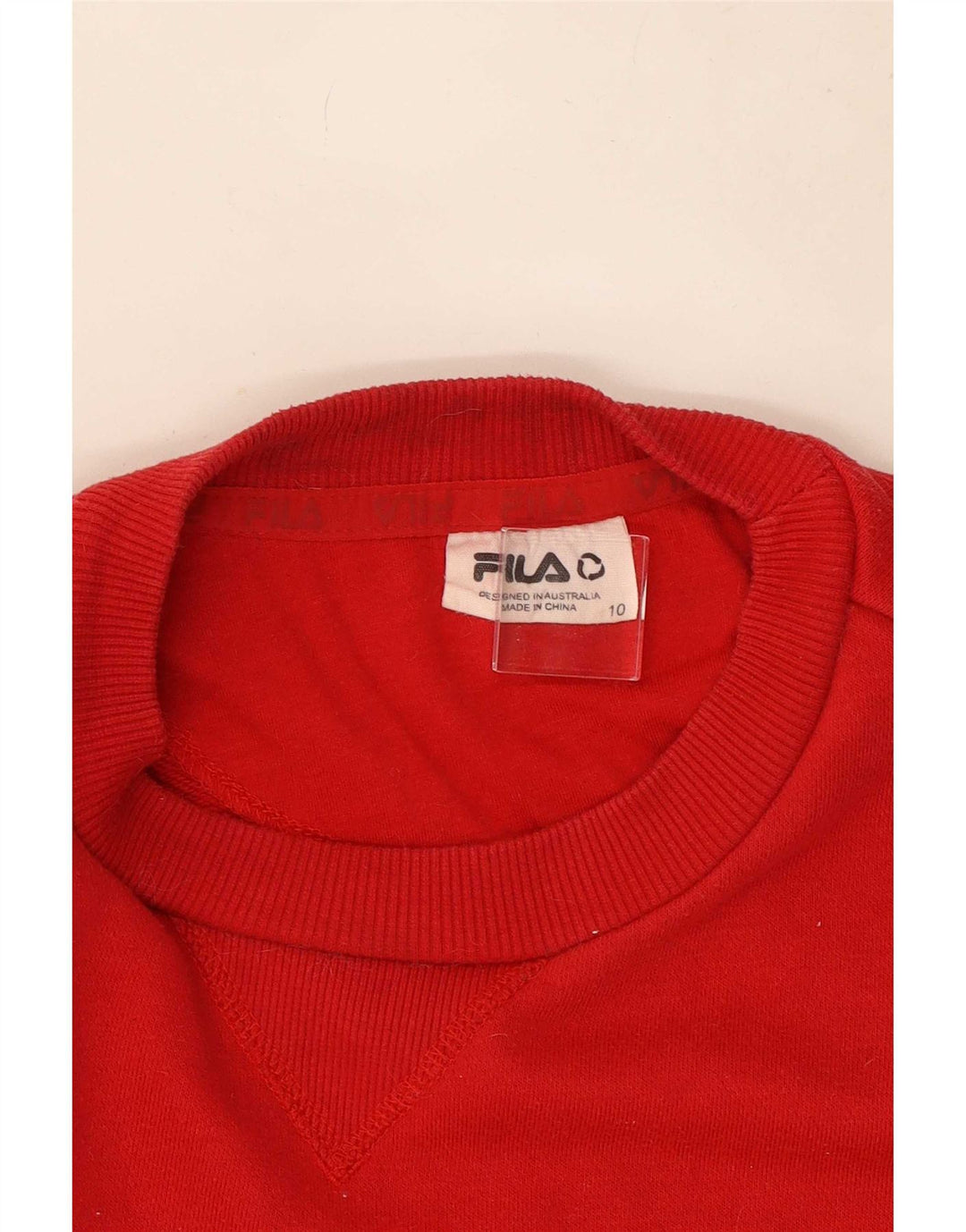 Fila moletom gráfico feminino jumper UK 10 pequeno algodão vermelho