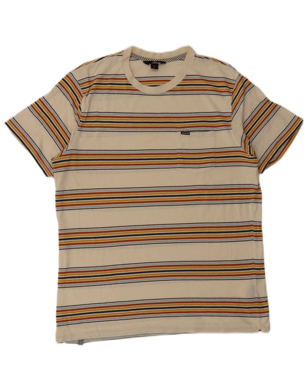 Camiseta masculina Volcom grande algodão listrado bege