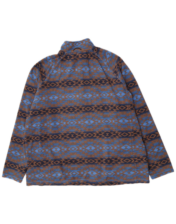 Algodão Traders Masculino Zip Neck Fleece Jumper 2XL Poliéster Geométrico Azul