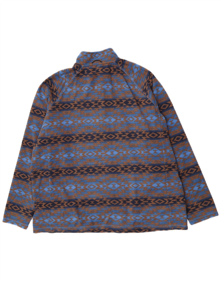 Algodão Traders Masculino Zip Neck Fleece Jumper 2XL Poliéster Geométrico Azul