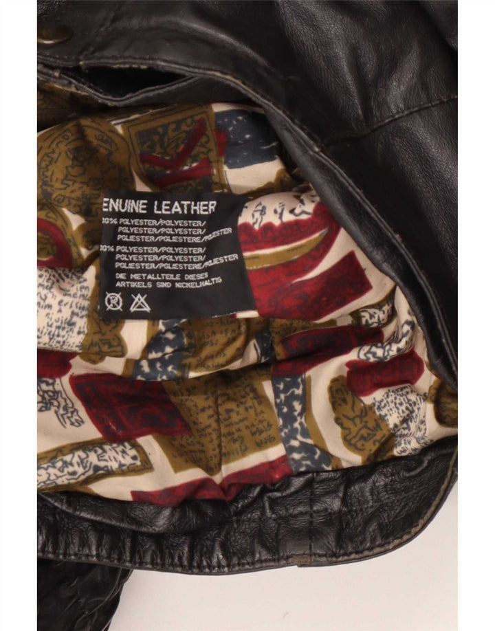 Jaqueta masculina vintage de couro para motociclista IT 50 média preta