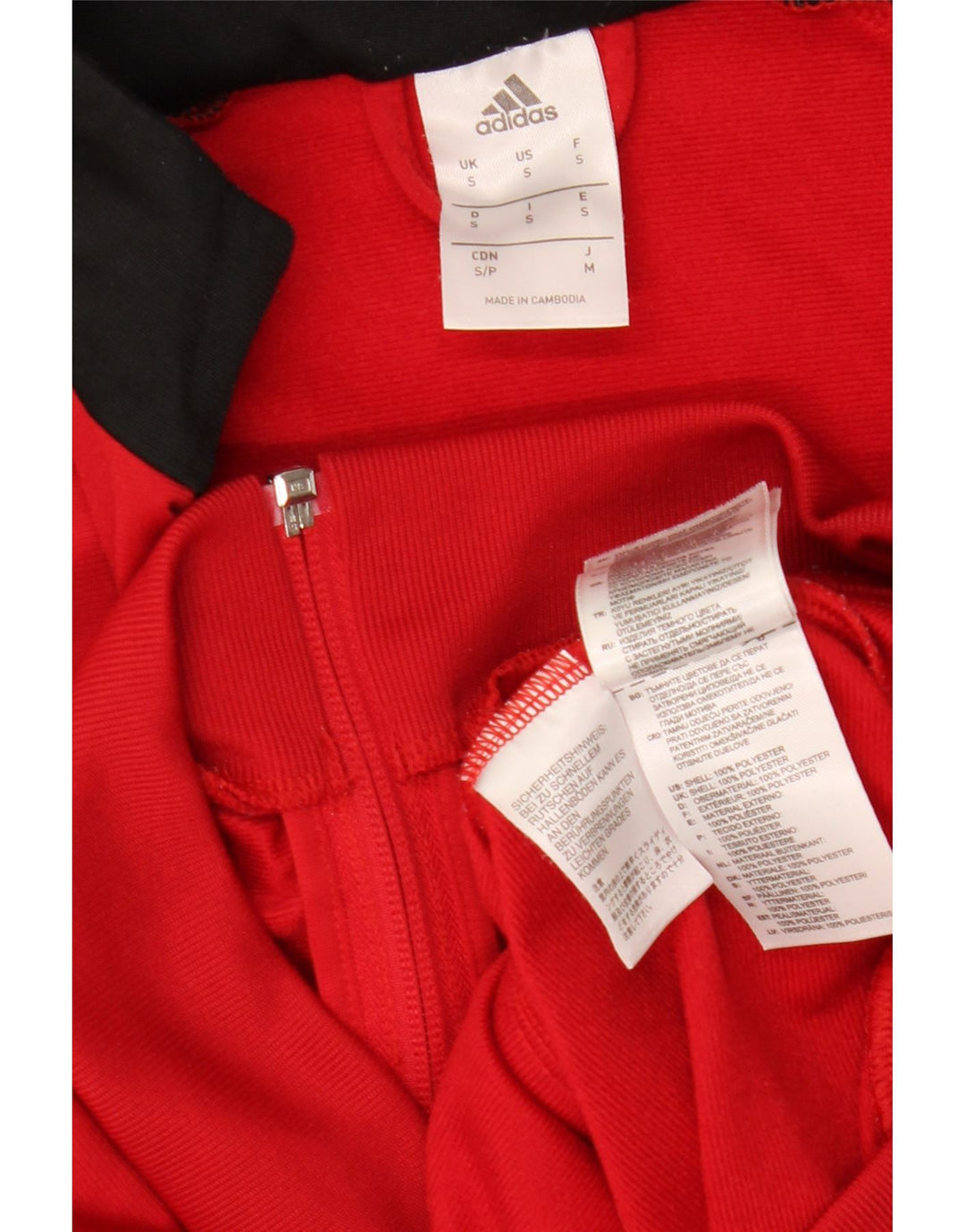 Adidas Mens Treino Top Jacket Pequeno Poliéster Colorblock Vermelho
