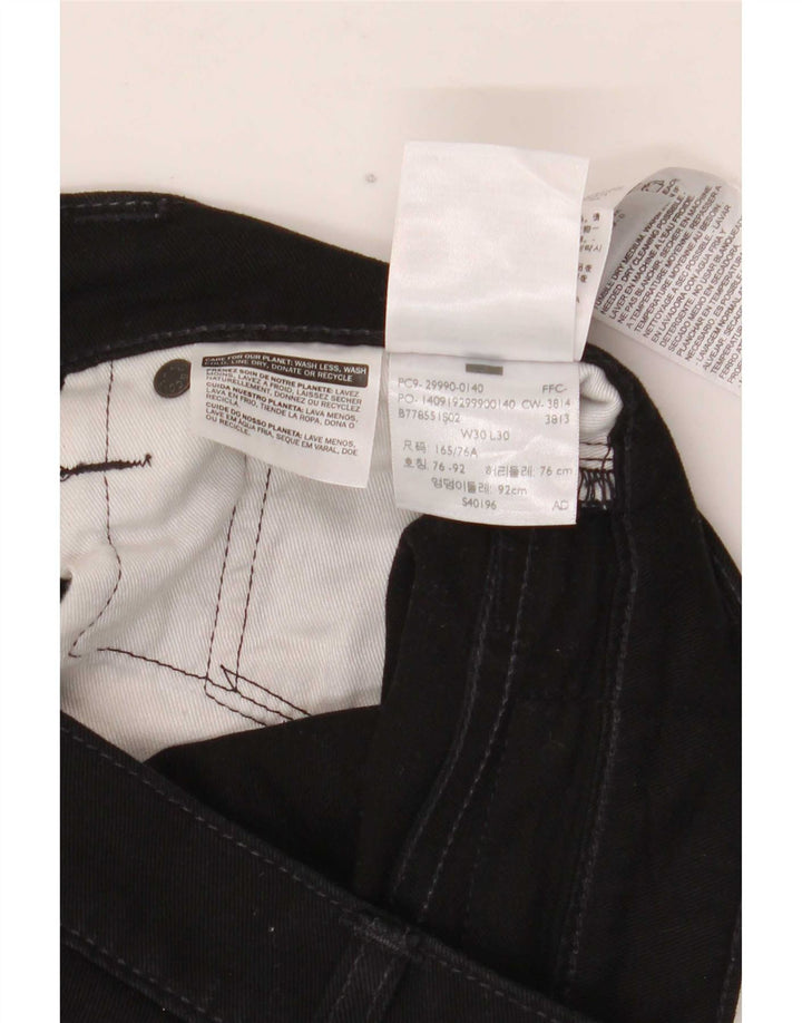 Calça jeans reta masculina Levi's W30 L30 algodão preto
