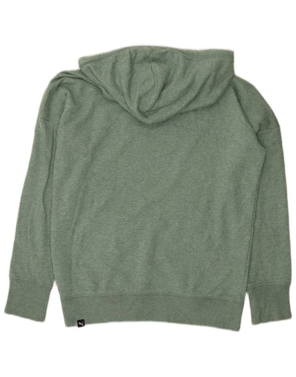 Puma feminino moletom com capuz UK 18 XL algodão manchado verde