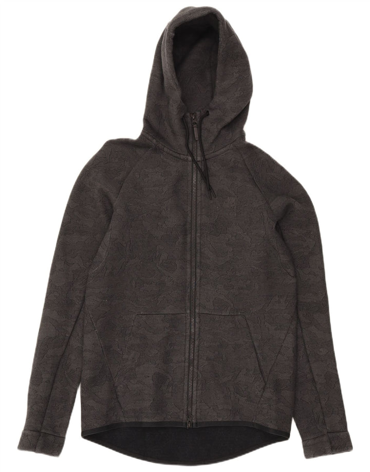 Suéter masculino Nike com capuz e zíper, algodão camuflado cinza médio