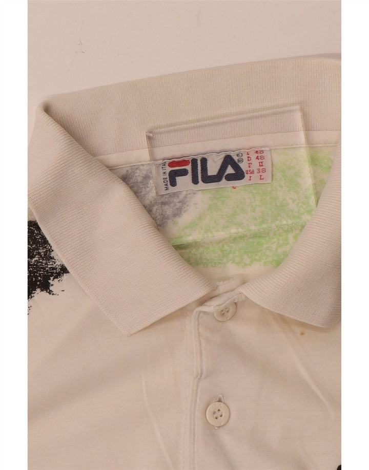 Camisa Polo Masculina Fila IT 48 Média Off White Listrada