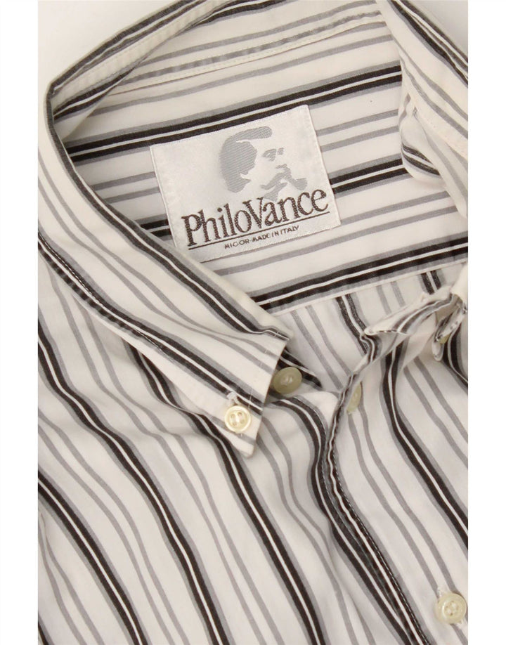 Camisa masculina vintage grande listrada branca