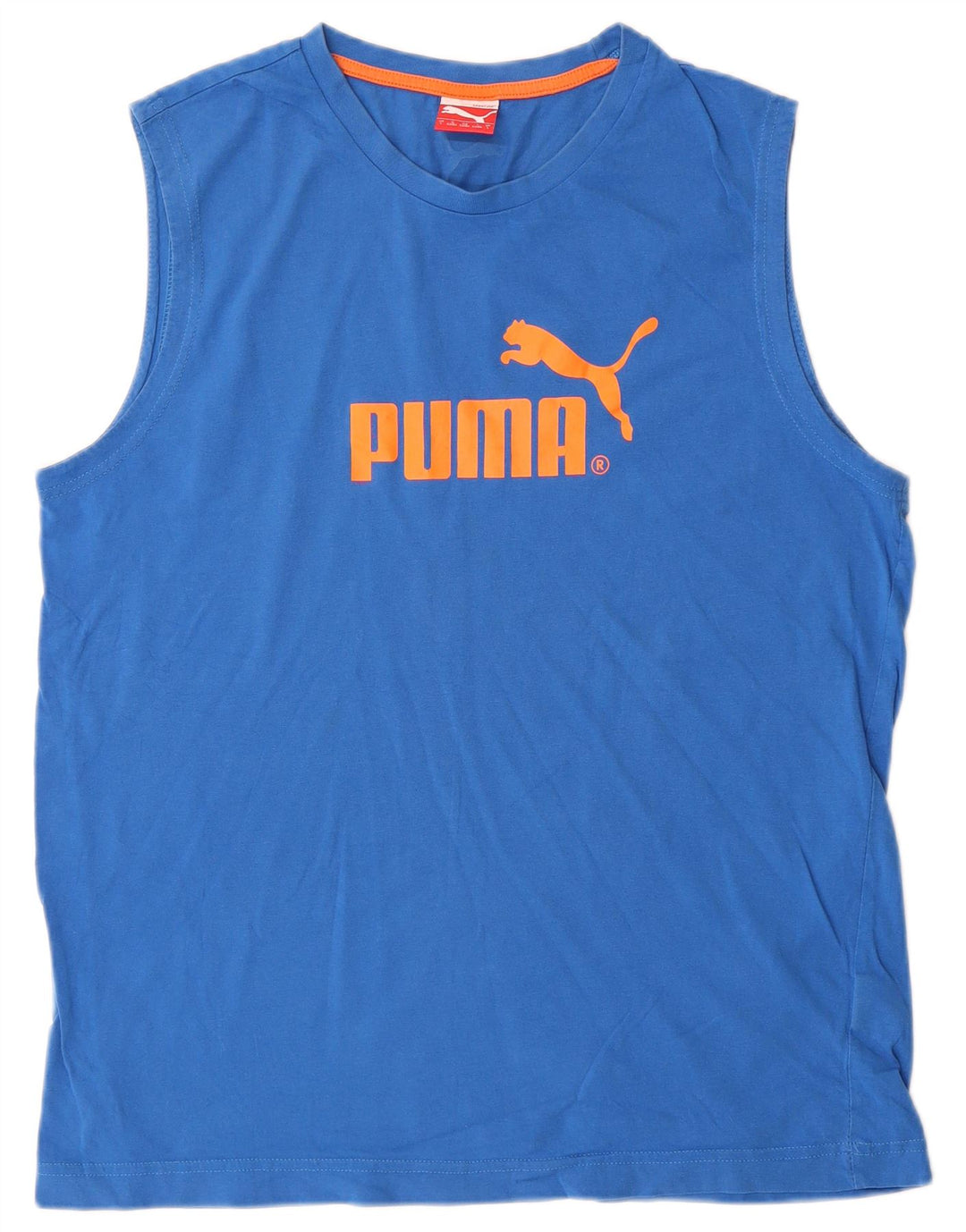 PUMA Mens Graphic Vest Top Grande Algodão Azul