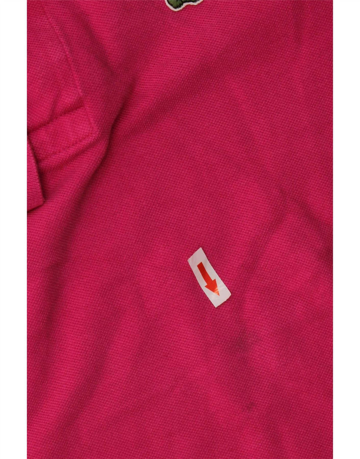Camisa polo masculina Lacoste tamanho 4 médio algodão rosa