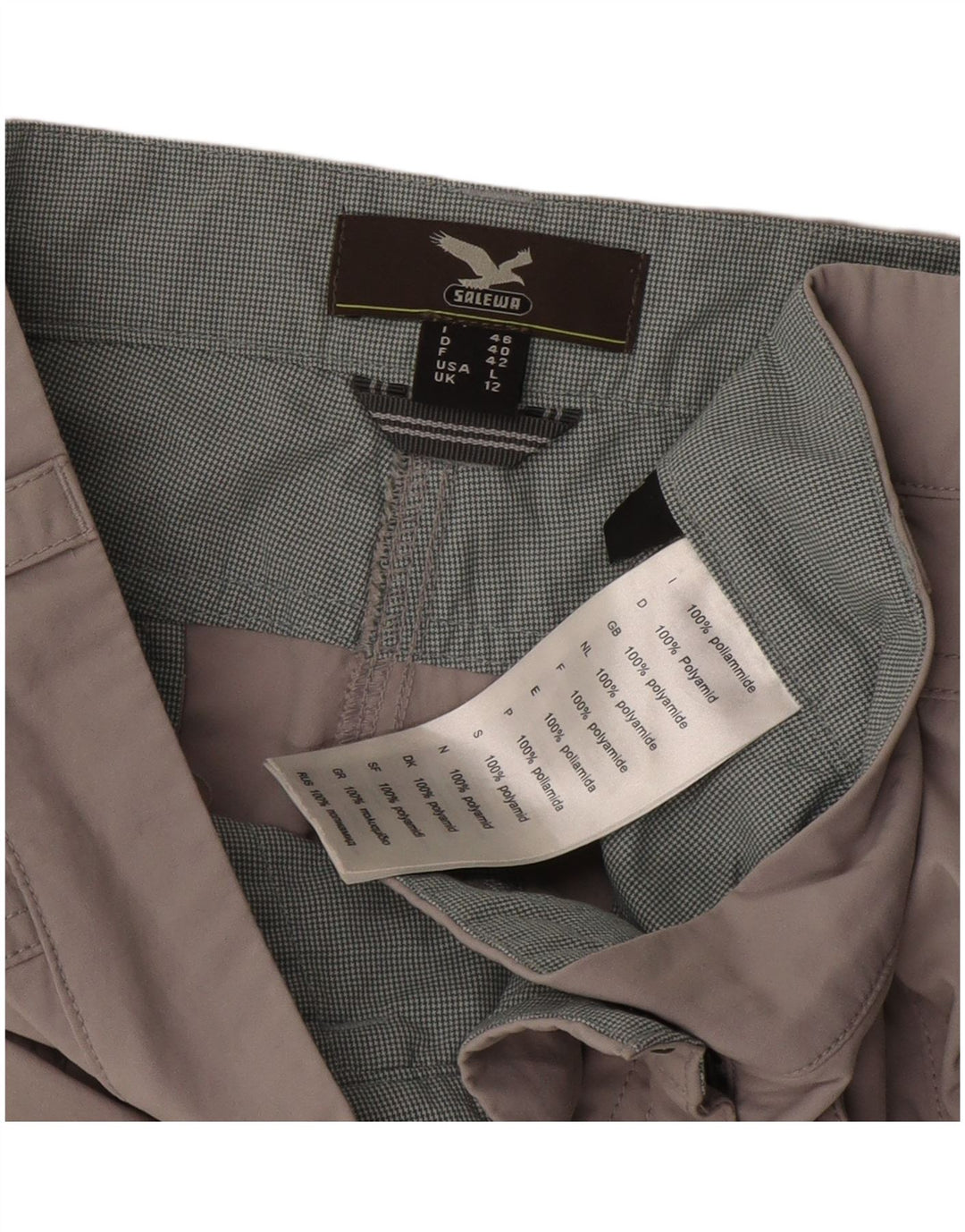 Shorts casuais femininos SALEWA UK 12 médio W34 cinza poliamida