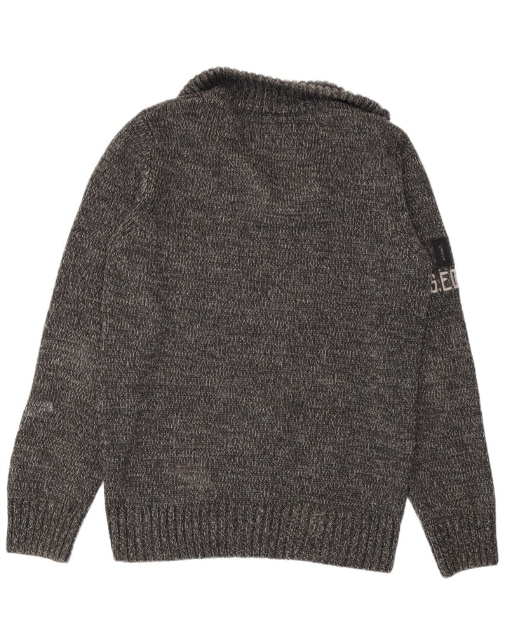 Suéter masculino Superdry gráfico com zíper e gola em acrílico cinza médio manchado