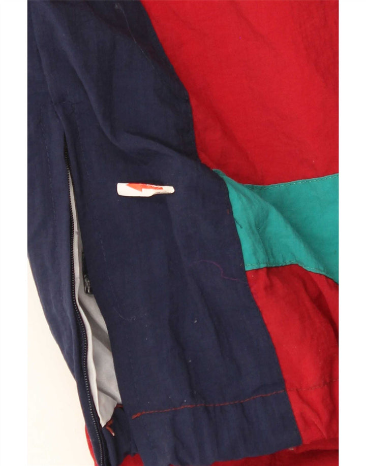 Jaqueta Parka Feminina Vintage Reino Unido 14 Grande Bloco Colorido Vermelho