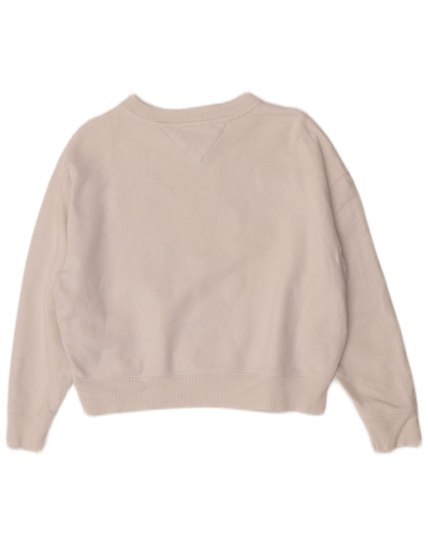 Suéter oversized feminino Tommy Hilfiger UK 2 2XS algodão branco