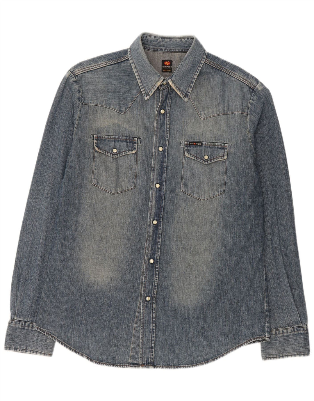 Camisa jeans masculina Energie grande algodão azul