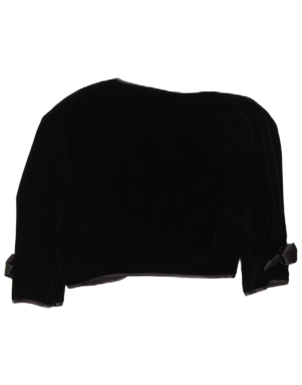 Jaqueta Bolero de veludo feminina vintage Reino Unido 10 algodão preto pequeno