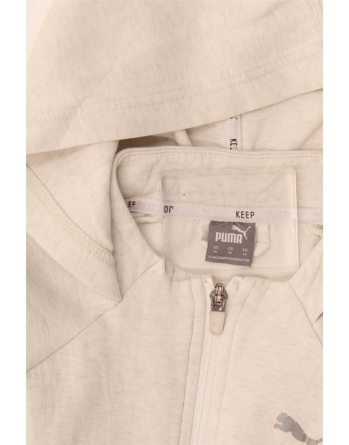 Suéter feminino Puma com capuz e zíper Reino Unido 14 bloco colorido cinza médio